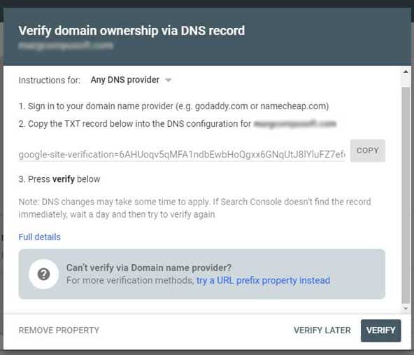 DNS verfication