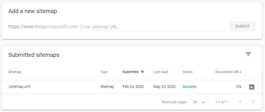sitemap in search console