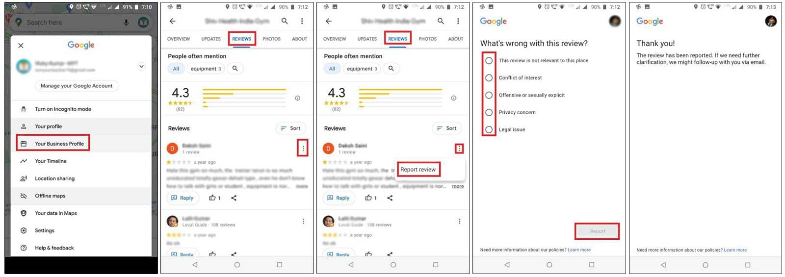 delete google reviews